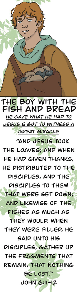 Boy with bread and fish